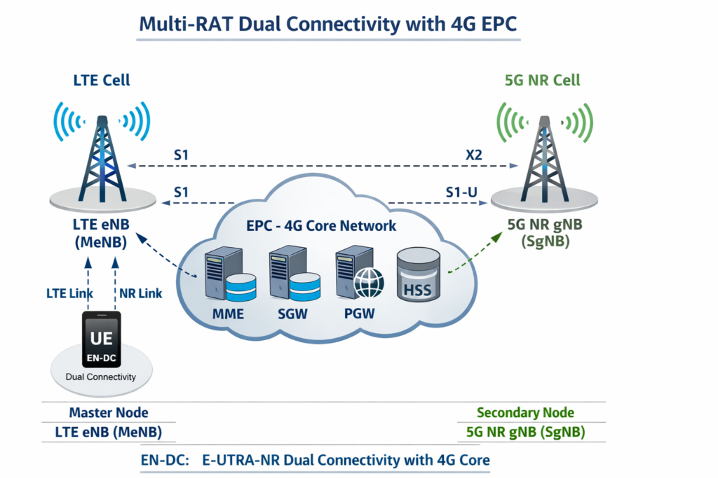 Multi RAT Dual Connectivity with 4G EPC Guide Apeksha Telecom Multi-RAT Dual Connectivity with 4G EPC: Complete Guide for Telecom Engineers in 2026